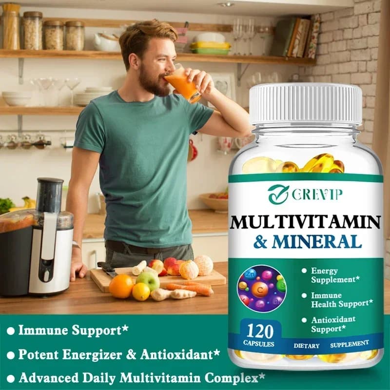 Multivitamin and mineral: energy support, muscle mass, immune system, antioxidants and nutritional supplements