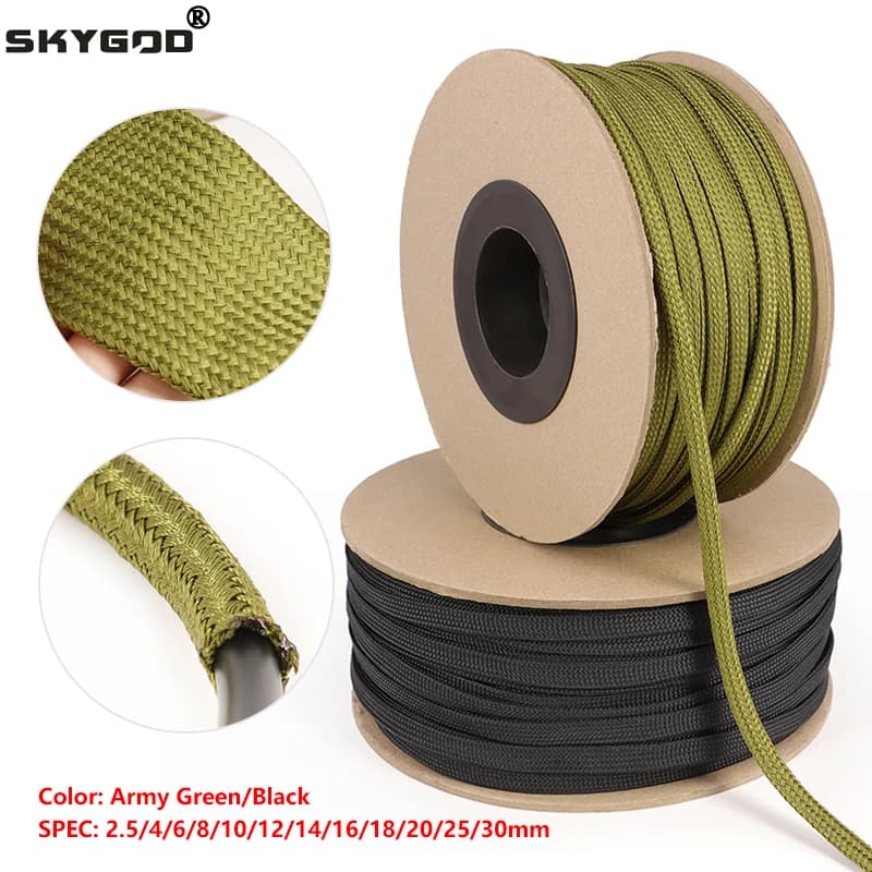 Manicotto per cavo da 1 ~ 50 m Avvolgimento isolato intrecciato in nylon 2 mm - 30 mm Guaina espandibile per protezione del filo in poliammide ad alta densità stretta