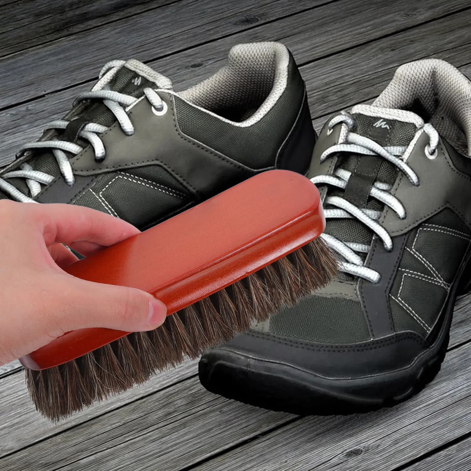 1Set Suede Shoe Brush Dense Soft Bristles Ergonomic Wooden Handle for Sneaker Cleaning Shoe Shine Polishing Boot Maintenance