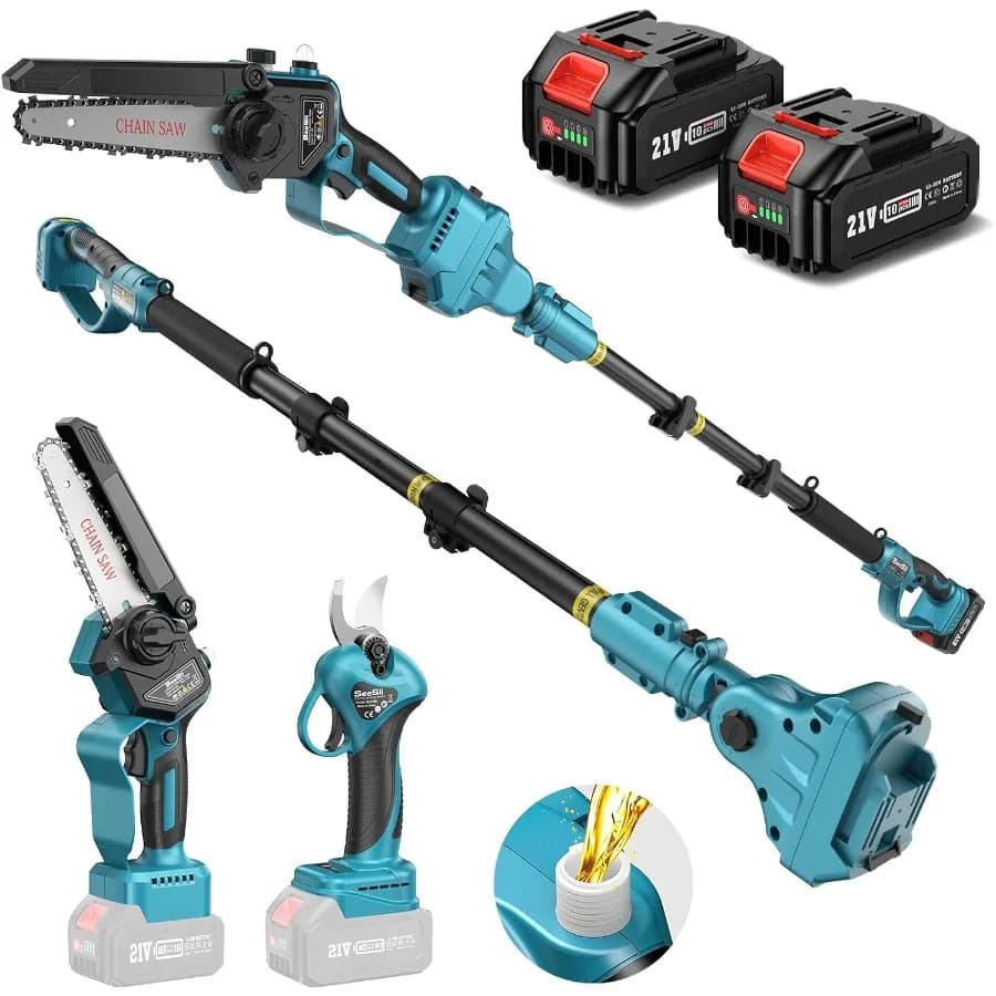 Kit combined pruning shears for 4in1 pole saw Mini 6 inch chain saw to cut shafts Battery powered chain saw with Lim extension rod