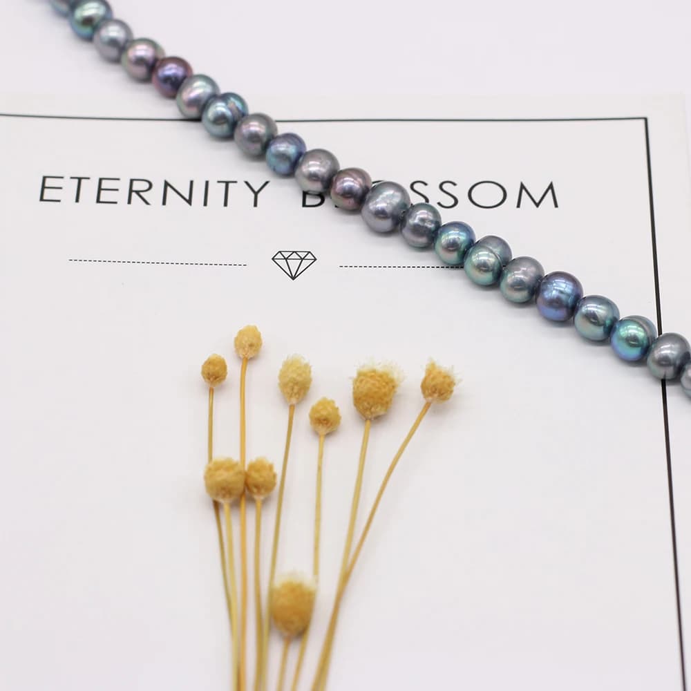 Natural Freshwater Black Nearly Round Loose Pearl Beads DIY Handmade Accessories for Bracelet Necklace Earrings Jewelry Making