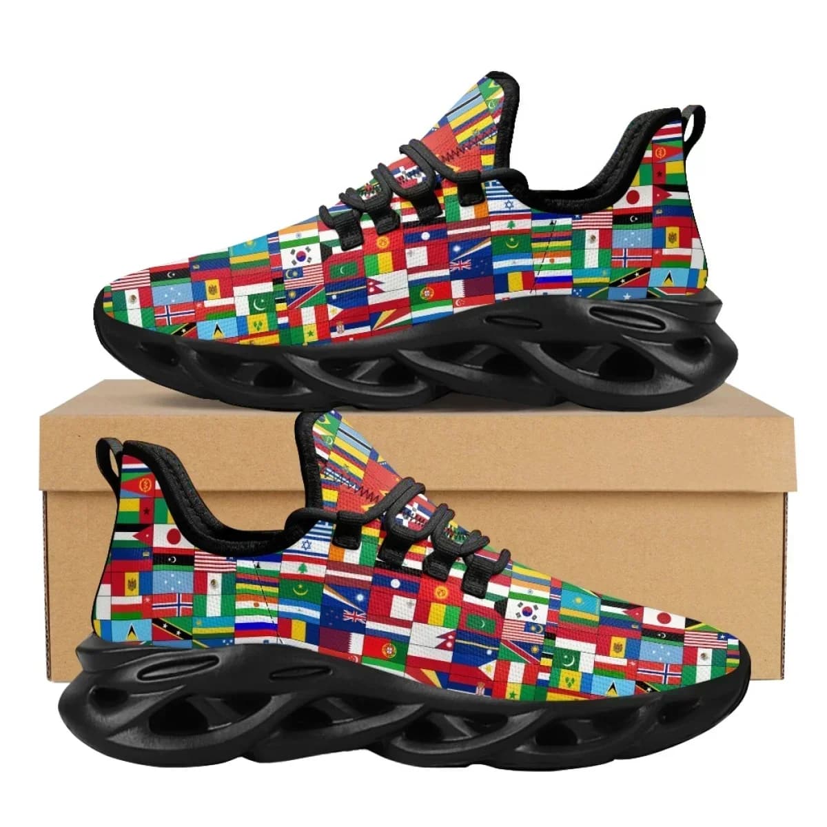 Scarpe con Motivo Bandiera Nazionale per Uomo, Suola Morbida e Resistente, Scarpe Sportive Personalizzate per Donna, Scarpe da Corsa Antiscivolo di Design