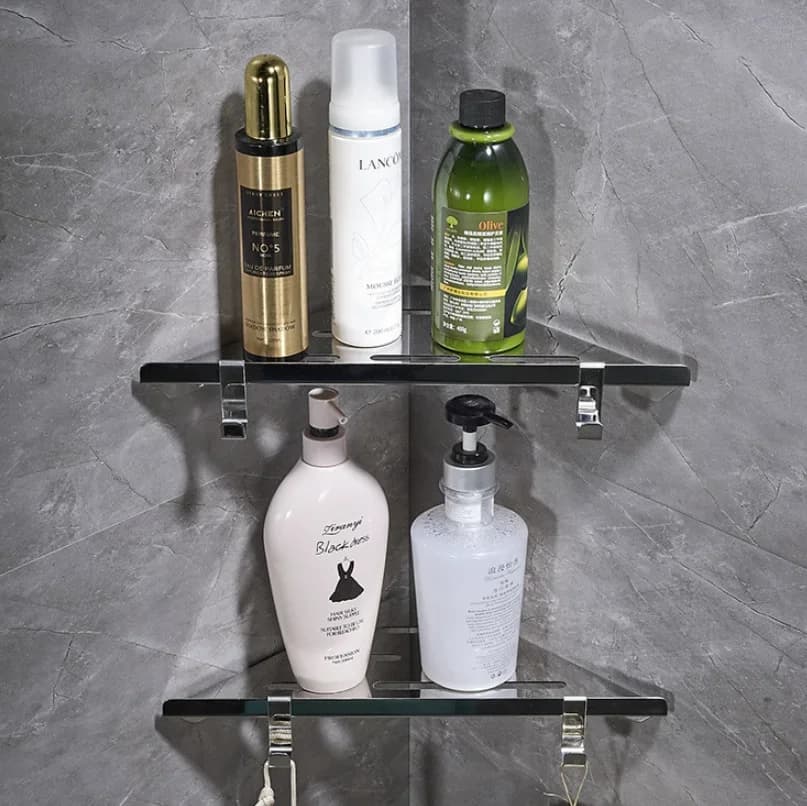 304 Triangolo in acciaio inossidabile bagno angolo cremagliera WC lavabo lavandino parete bagno portaoggetti appeso a parete portaoggetti cosmetici