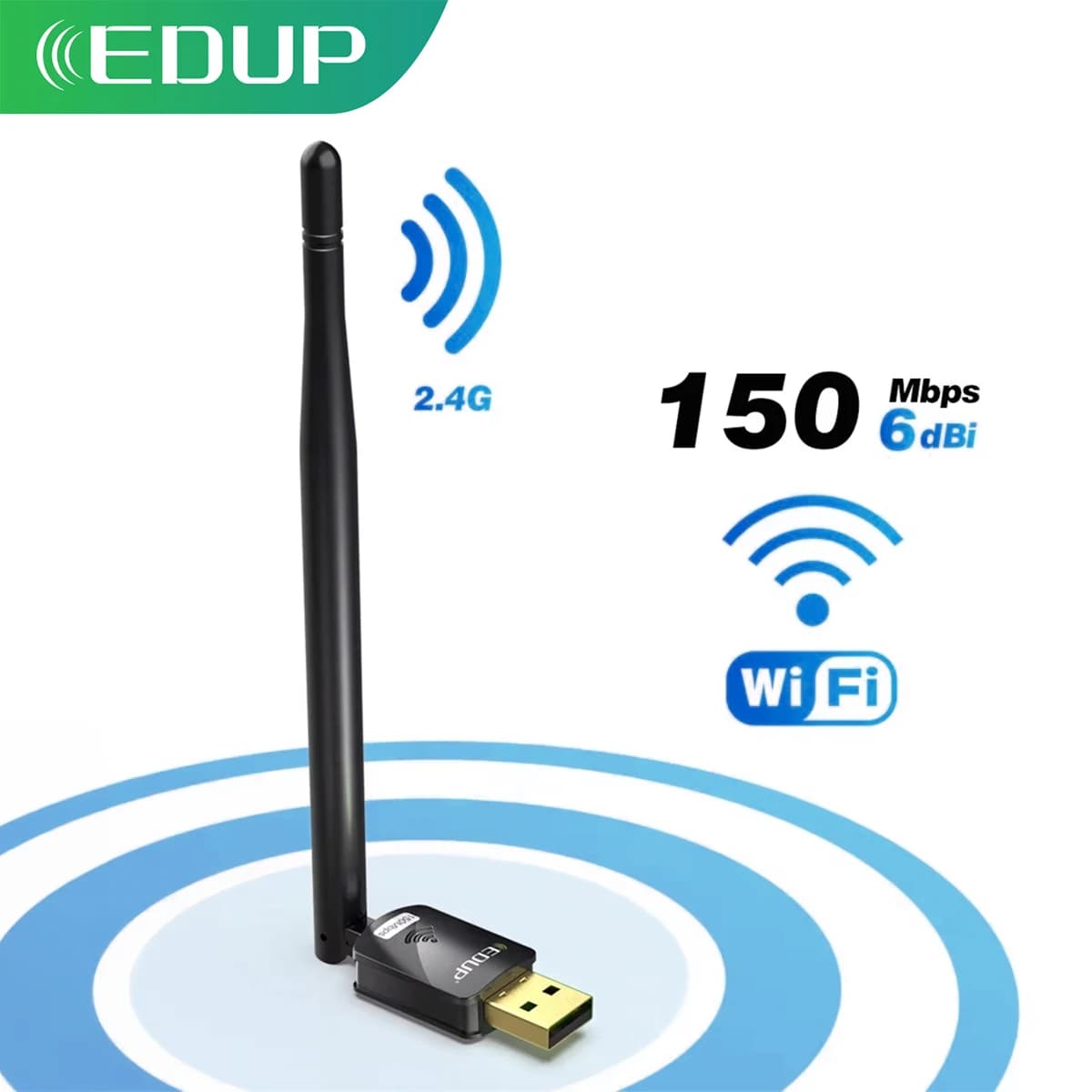 Adattatore WiFi USB Mini EDUP MS8551 150Mbps Ricevitore di Rete Wireless con Antenna ad Alto Guadagno 6Dbi Chipset MT7601U 802.11n Lunga Portata