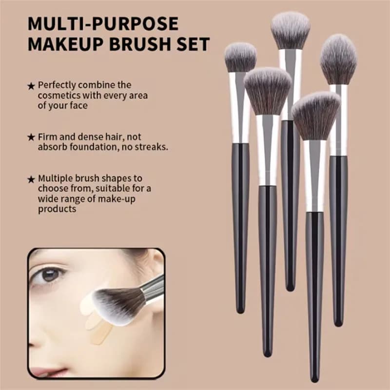 4/5Pcs Makeup Brushes Set Soft Synthetic Bristles Flame Angled Round Head Blush Foundation Highlighter Blending Cosmetic Tools