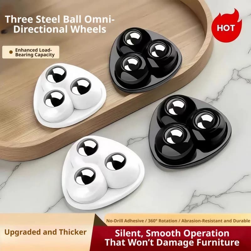 4Pcs Self Adhesive Universal Silent Rotating Wheels Paste Pulley For Trash Cans Small Kitchen Appliances