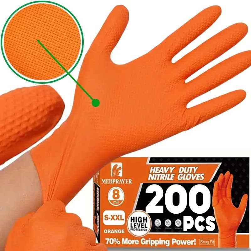 Guanti in nitrile resistenti Guanti monouso industriali per meccanici extra spessi da 8 ml con impugnatura strutturata Guanti da lavoro di sicurezza antiscivolo