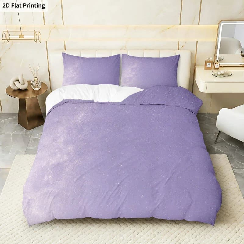 3PCS Duvet Cover, 1 Duvet Cover + 2 Pillowcases (Without Filler), Purple Minimalist