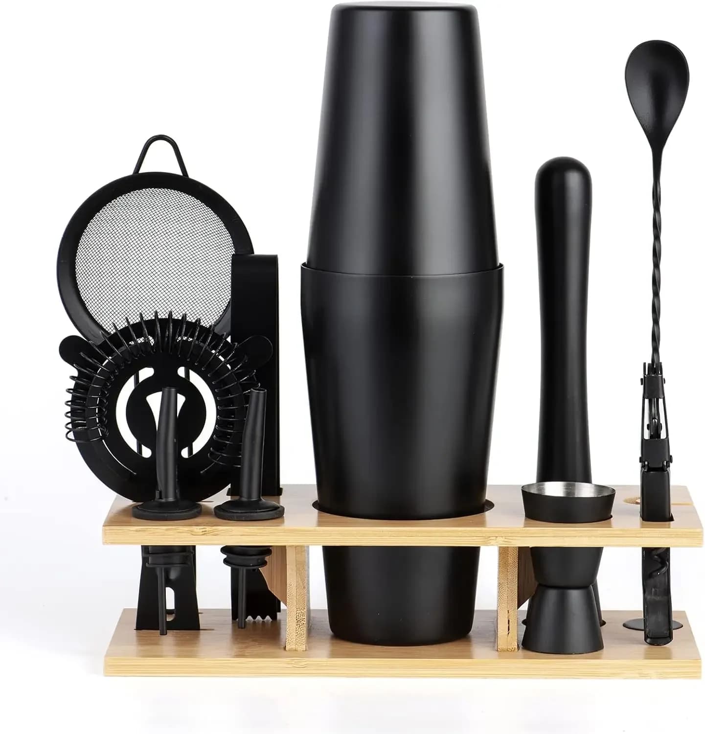 11-Piece Cocktail Shaker Set Stainless Steel Bartending Kit 25oz Boston Shaker Bar Tools for Home & Professional Use Matte Black