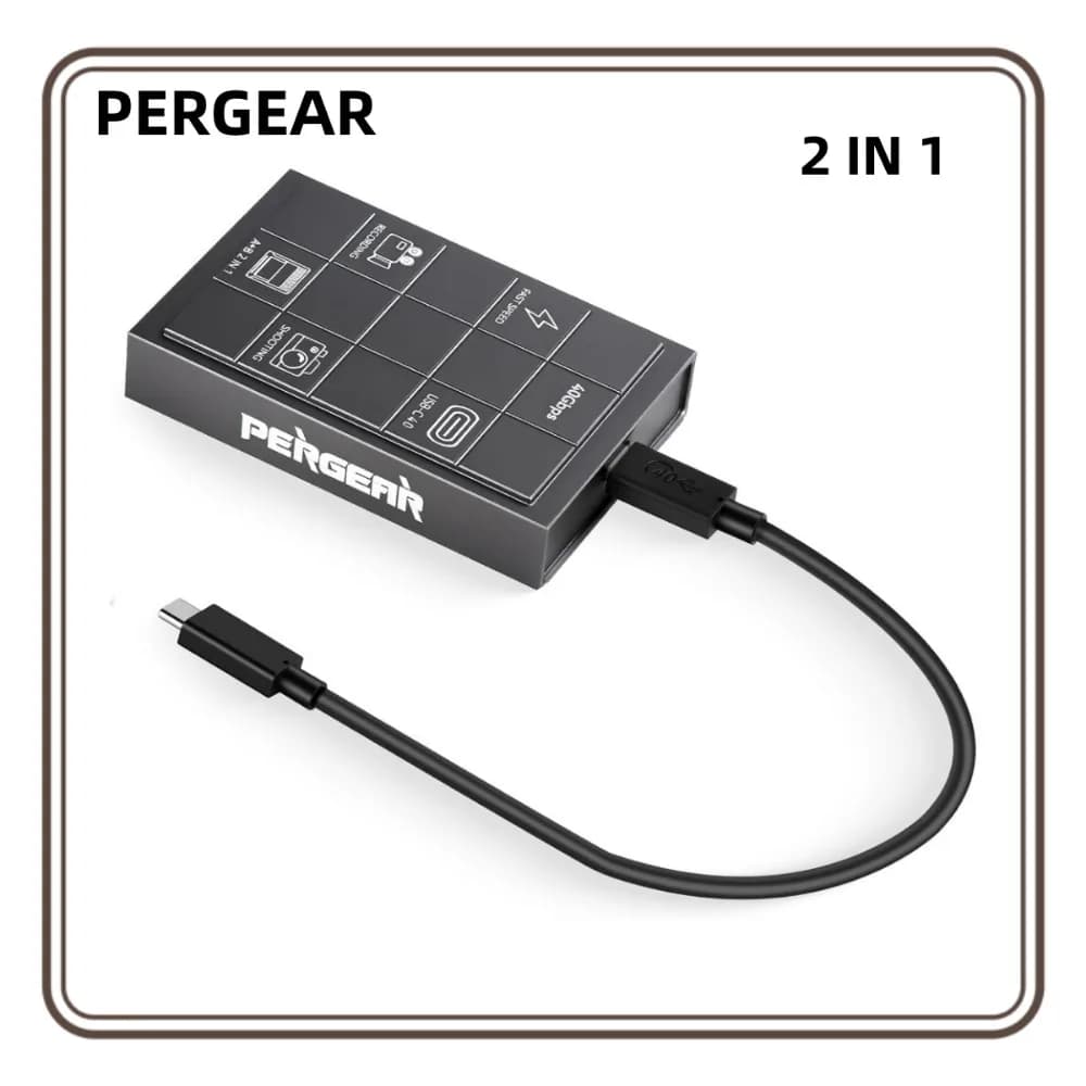 Lettore di schede PERGEAR CFexpress 4.0 Tipo A e B, 2-in-1 USB Type C ad alta velocità 40Gbps per schede di memoria CFexpress, due slot