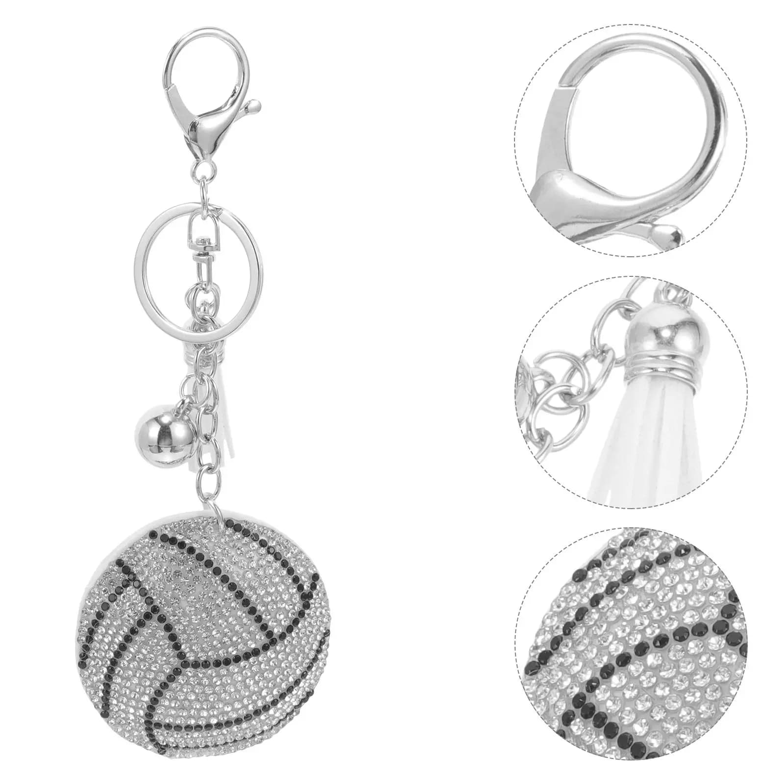 Portachiavi da pallavolo con strass squisiti in lega di zinco, compatto, leggero, multifunzione, ciondolo per borsa, sportivo