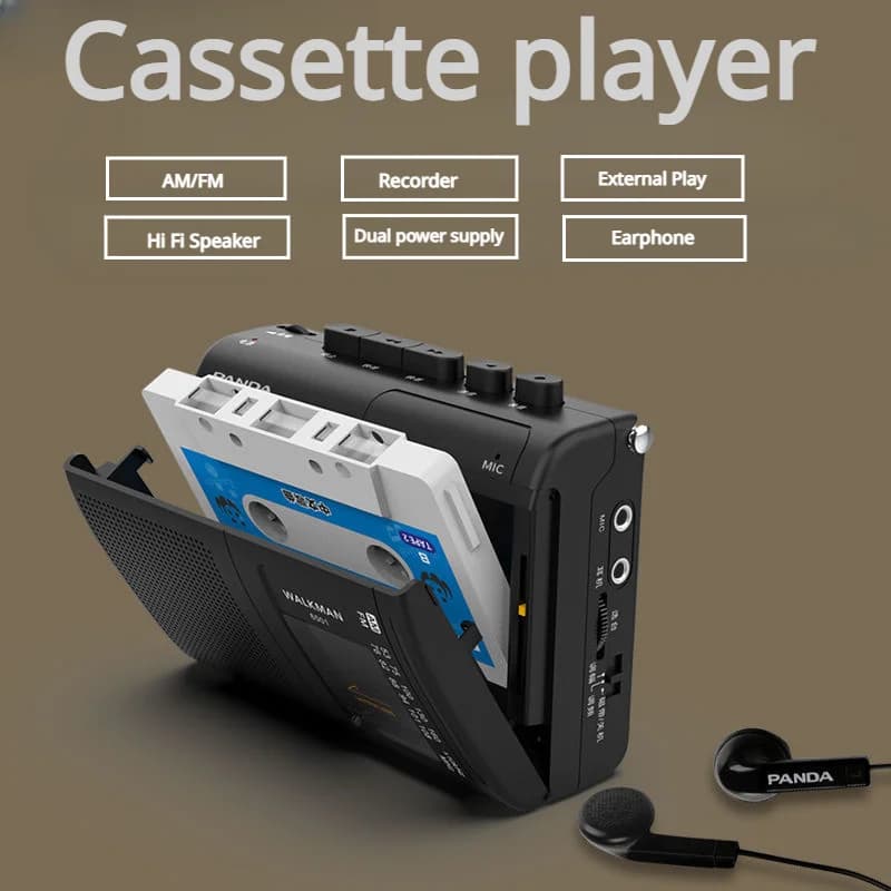 Nastro portatile Radio AM/FM lettore musicale a cassetta retrò registratori a nastro Walkman con supporto per altoparlante riproduzione di cuffie da 3.5mm