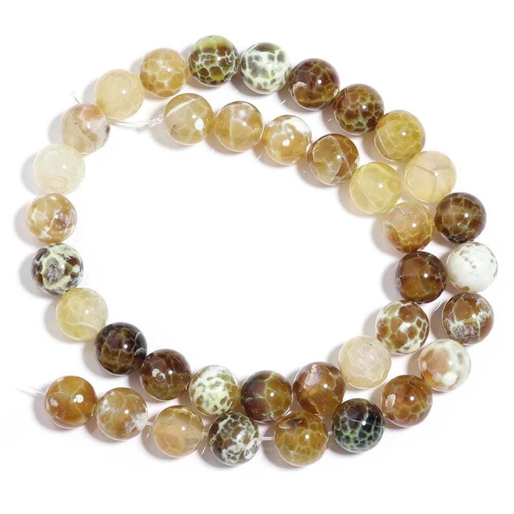 35-60pcs/lot 6/8/10mm Natural Stone Beads Ice Flower Agate Beads Round Loose Spacer Beads For Jewelry Making Bracelet Necklace