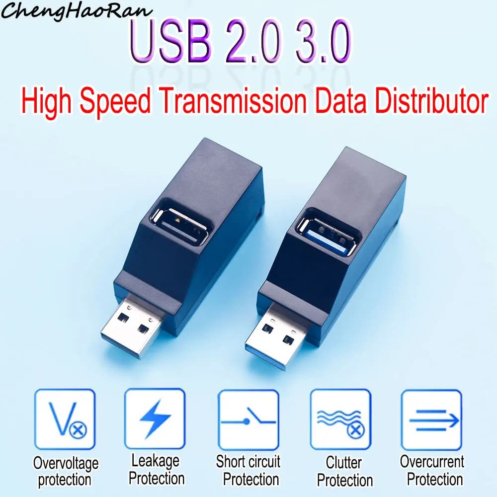 1 pezzo USB 2.0 3.0 Hub 3 porte Trasferimento dati veloce portatile Splitter USB per computer Laptop Docking Station 2.0 3.0 Hub Adattatore