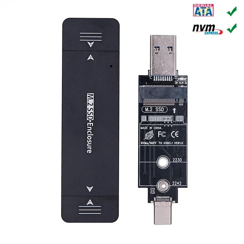 Doppio protocollo USB3.1 Tipo C M.2 SATA NVME Custodia SSD Adattatore USB NVME Custodia SSD M2 NVME Custodia esterna M2 SATA SSD Box RTL9210B