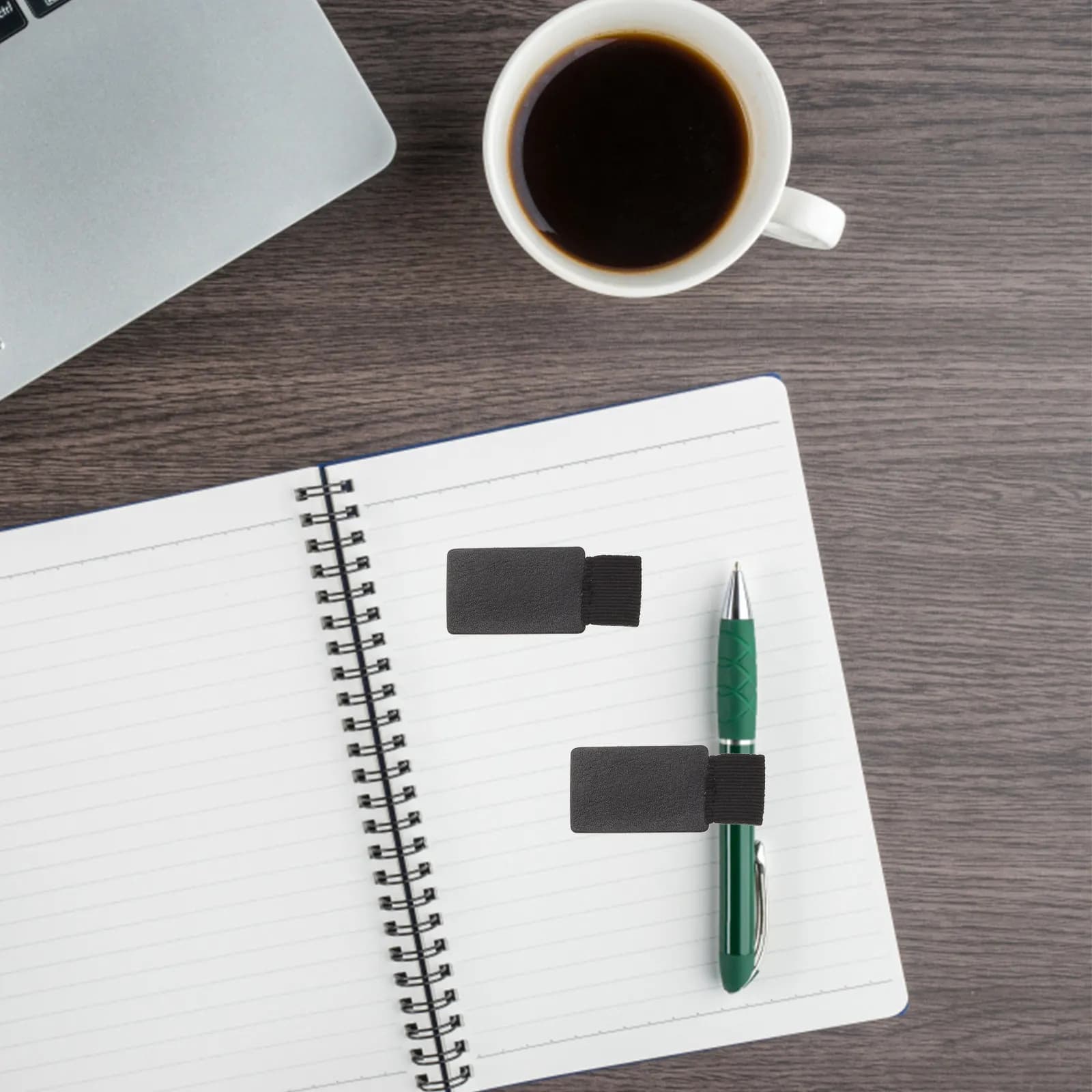 4 Pezzi Clip Elastica Nera per Penna, Supporto per Telefono da Taccuino, Accessorio per Diario di Viaggio, Planner, Forniture per Scuola e Ufficio