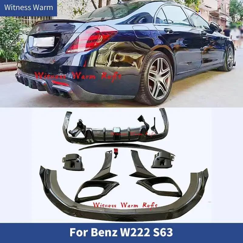 Kit corpo per Classe s W222 S63 Amg Paraurti anteriore labbro prese d'aria diffusore posteriore ali spoiler parafango laterale 2018 2019 2020