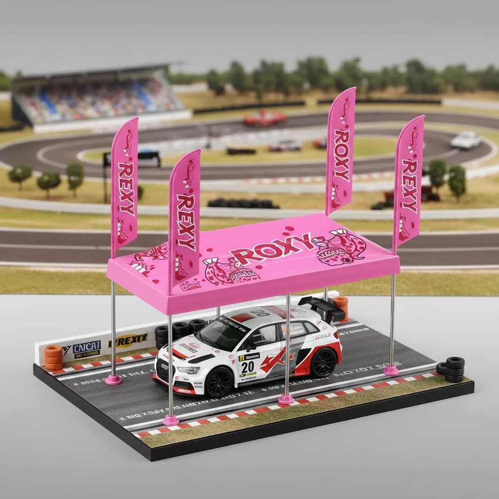 Set di modellini in miniatura di dinosauri e tende in scala 1:64 - adatto per modellini di auto MINIGT - per il Campionato Mondiale di Rally