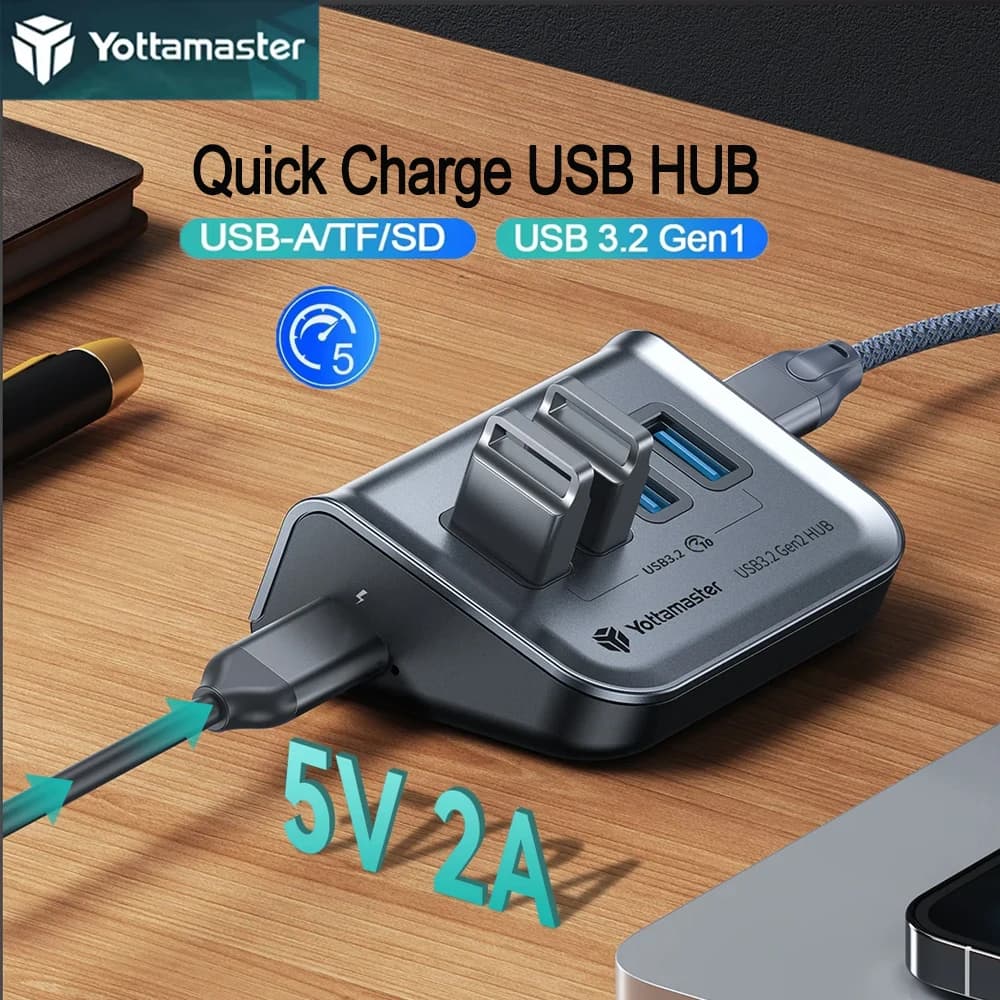 Yottamaster USB HUB Tipo C Splitter a lettore di schede TF/SD USB 3.0 Gen2 5Gbps Docking Station Adattatore per laptop per PC MacBook Pro
