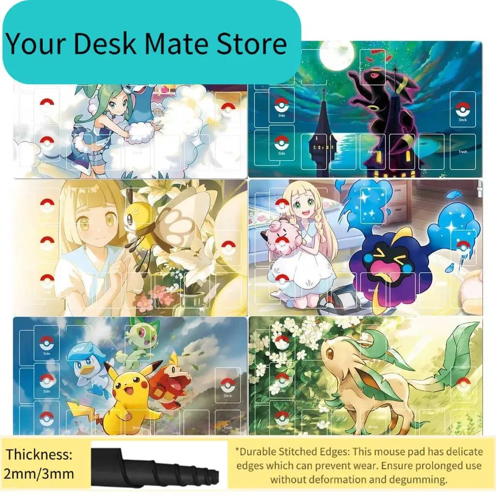 Tappetino da Battaglia per Carte PTCG Fai-da-Te, Stile Lillie, per Gioco da Tavolo Singolo con Carte Leafeon, Accessorio per Carte Anime