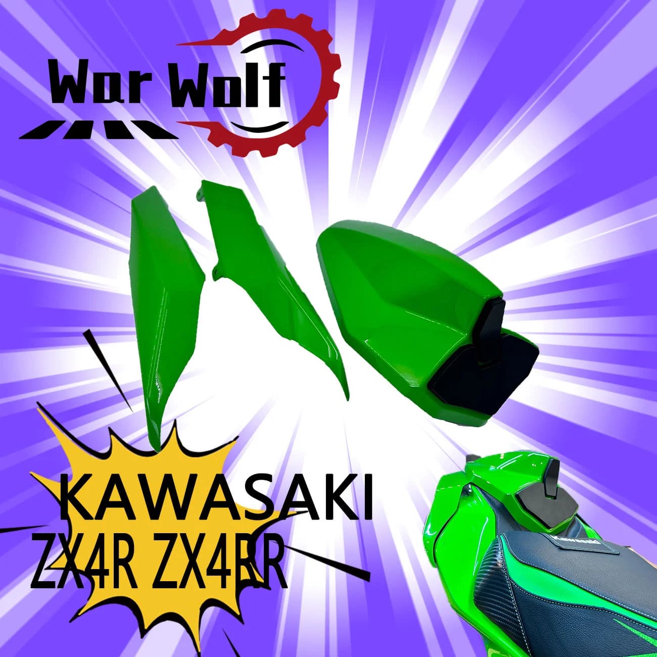 Accessori moto Parafango Coprisedile posteriore Sezione coda Carena Cowl per KAWASAKI ZX4R ZX4RR