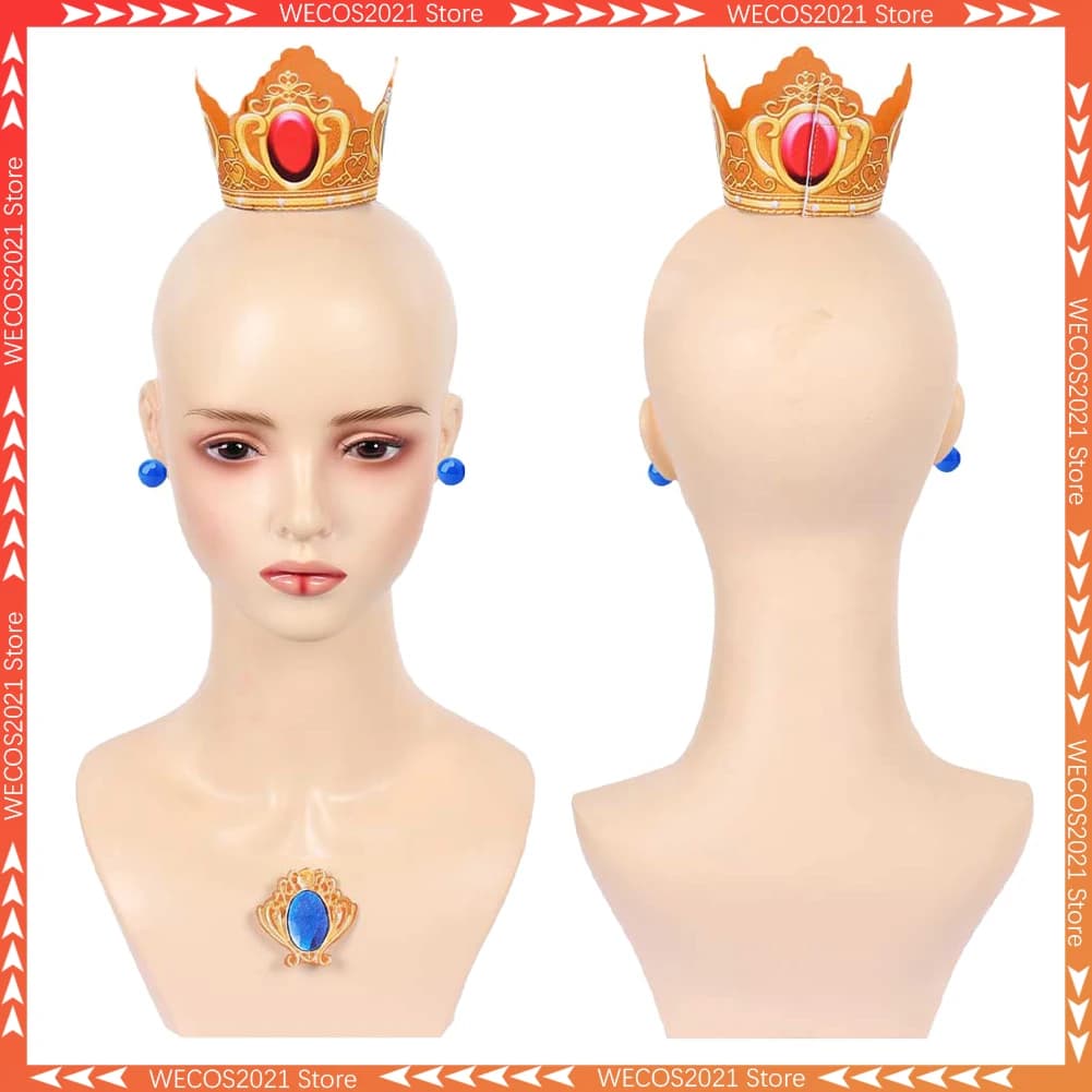 Orecchini Corona Cosplay Principessa Peach 2026 Anime Gioco Film Donna Costume Travestimento Halloween Gioco di Ruolo Accessorio Vestito Elegante