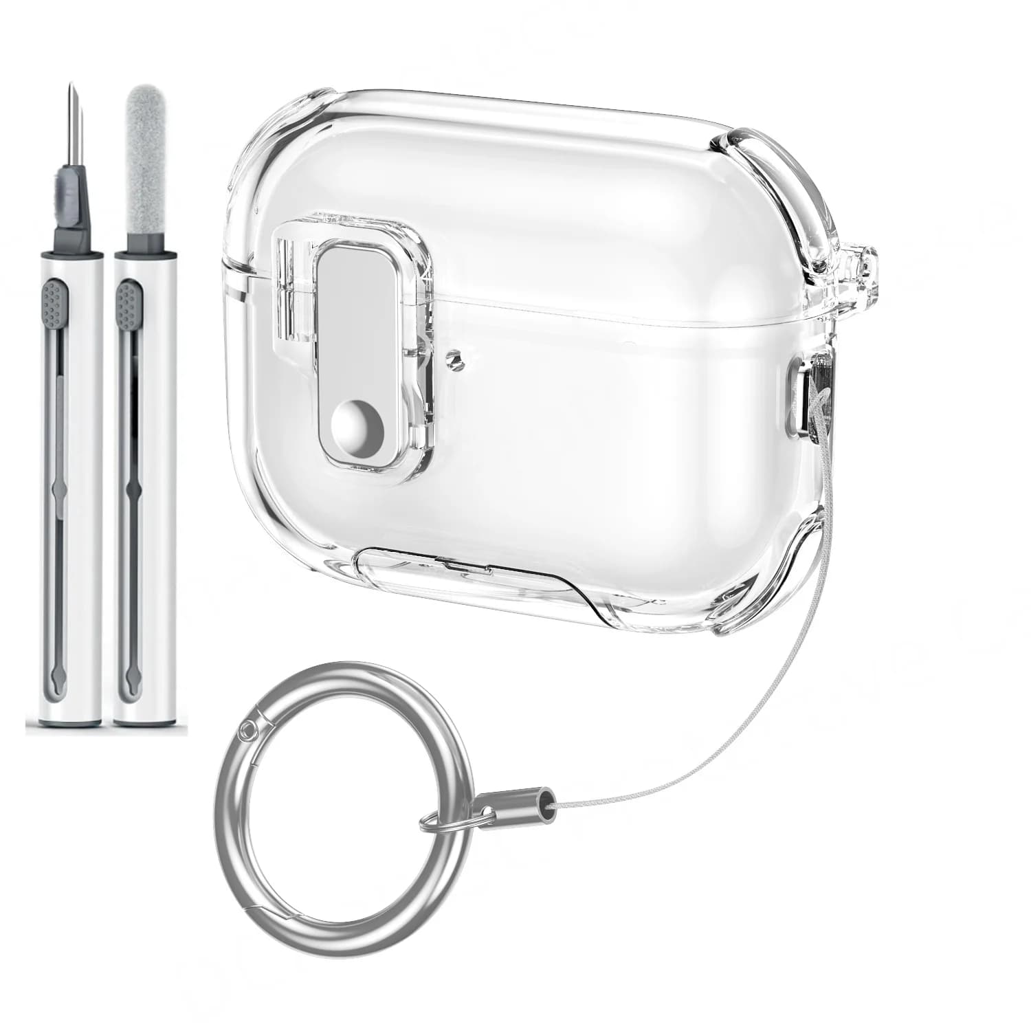 Case For 2026 AirPod 5/4 Clear With Lock Phone Stand Soft TPU Skins Headphone Case With Keychain For AirPods Pro 3/Pro 2026 Case