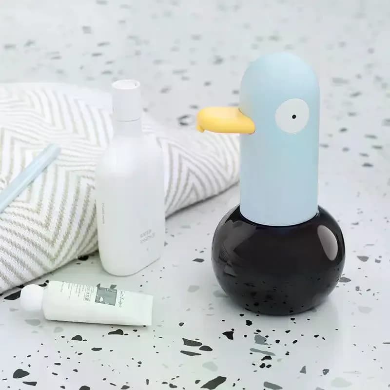 Dispenser automatico di sapone schiumogeno a forma di anatra, senza contatto, per lavaggio mani, per bambini, con design a cartone animato, per cucina e bagno