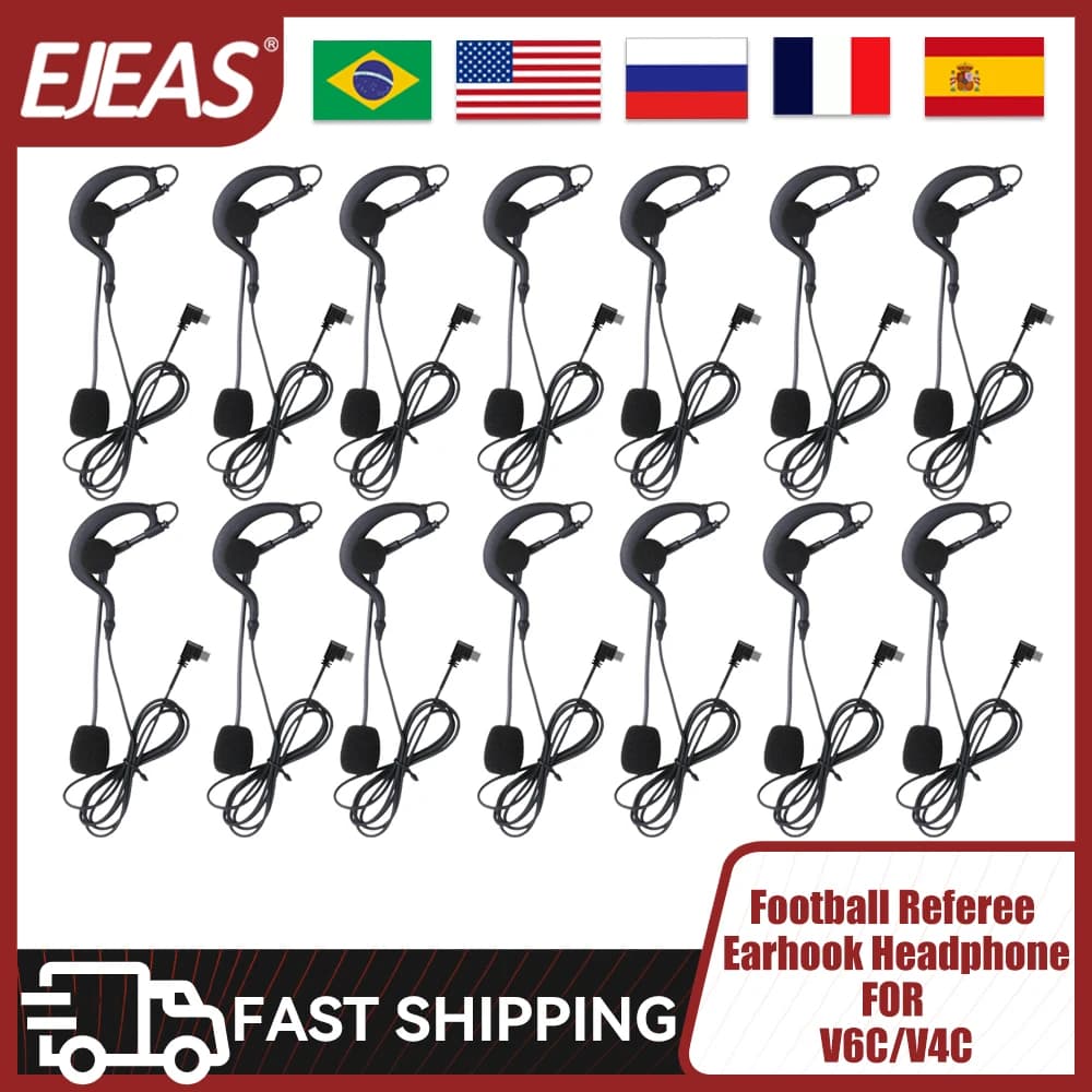 1/10 Pezzi Auricolari Arbitro Tipo-C In-ear con Microfono per Arbitro di Calcio, Accessori per Casco EJEAS V6C Pro+ V4C