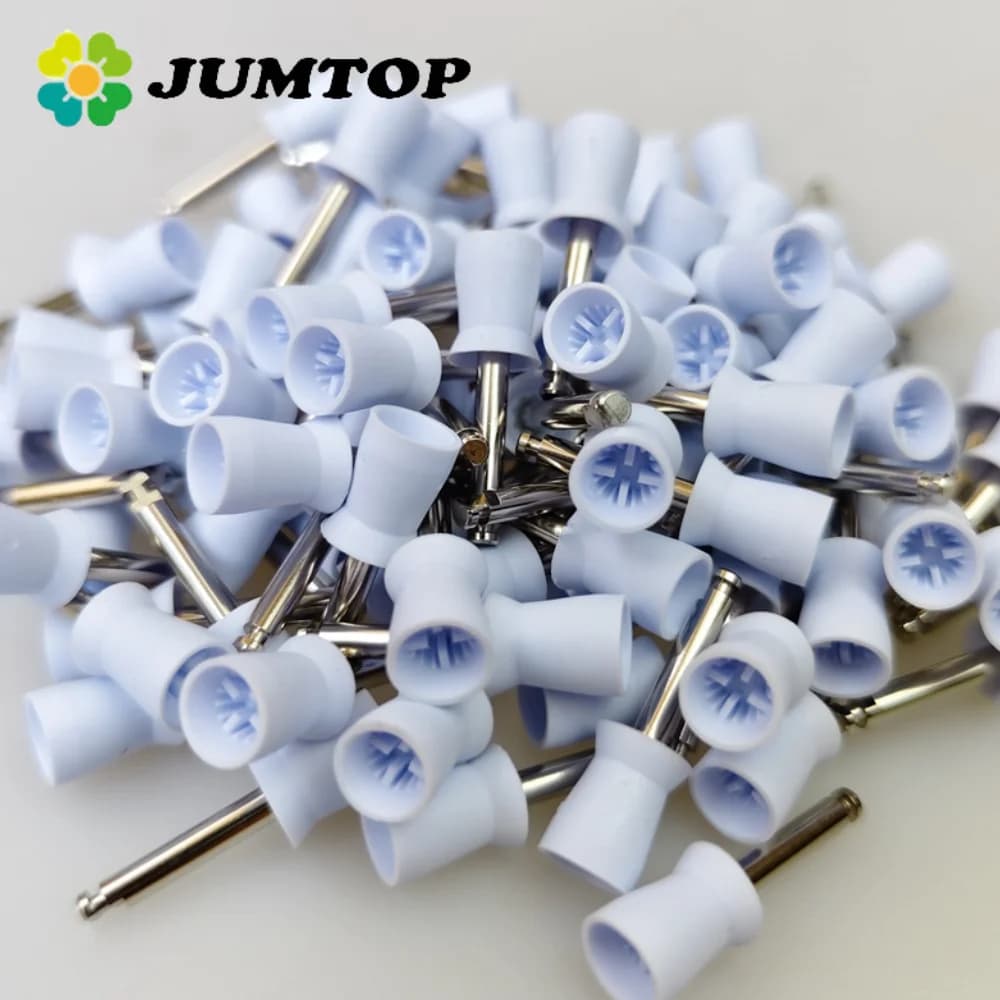 JUMTOP Dentistry Instruments 100Pcs Dental Polishing Cup Rubber Polisher Latch Type Polishing Brush Oral Teeth Whitening Tools