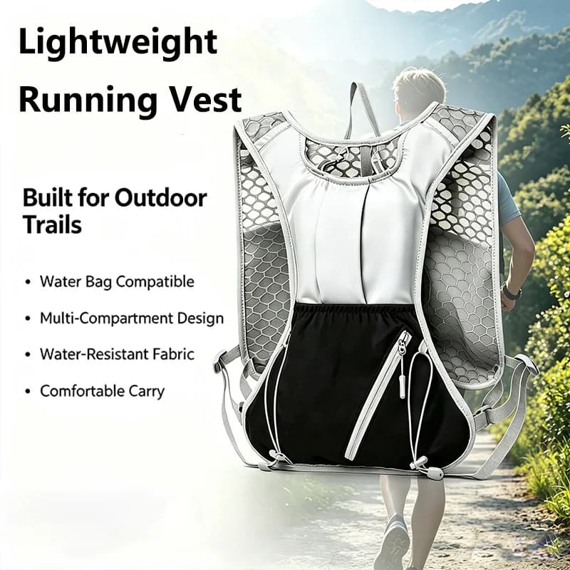 Lightweight Breathable Hydration Vest , Water Repellent Pack with Bladder Storage for Trail Running Cycling Outdoor Sports