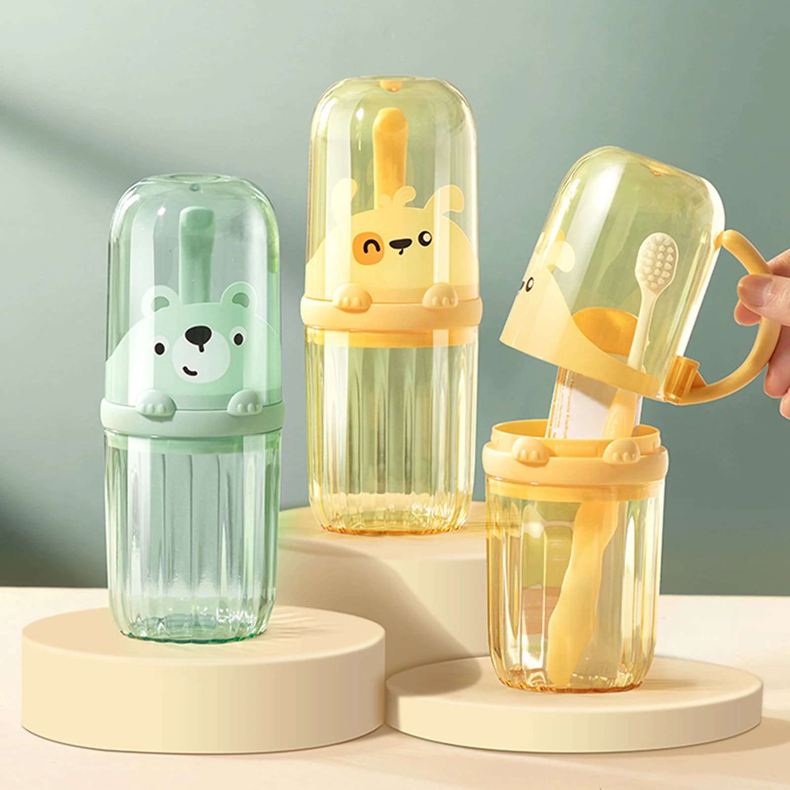Custodia portaspazzolino da viaggio con tazza per spazzolino da denti, design compatto e a tenuta stagna, organizer compatto per dentifricio per bagno