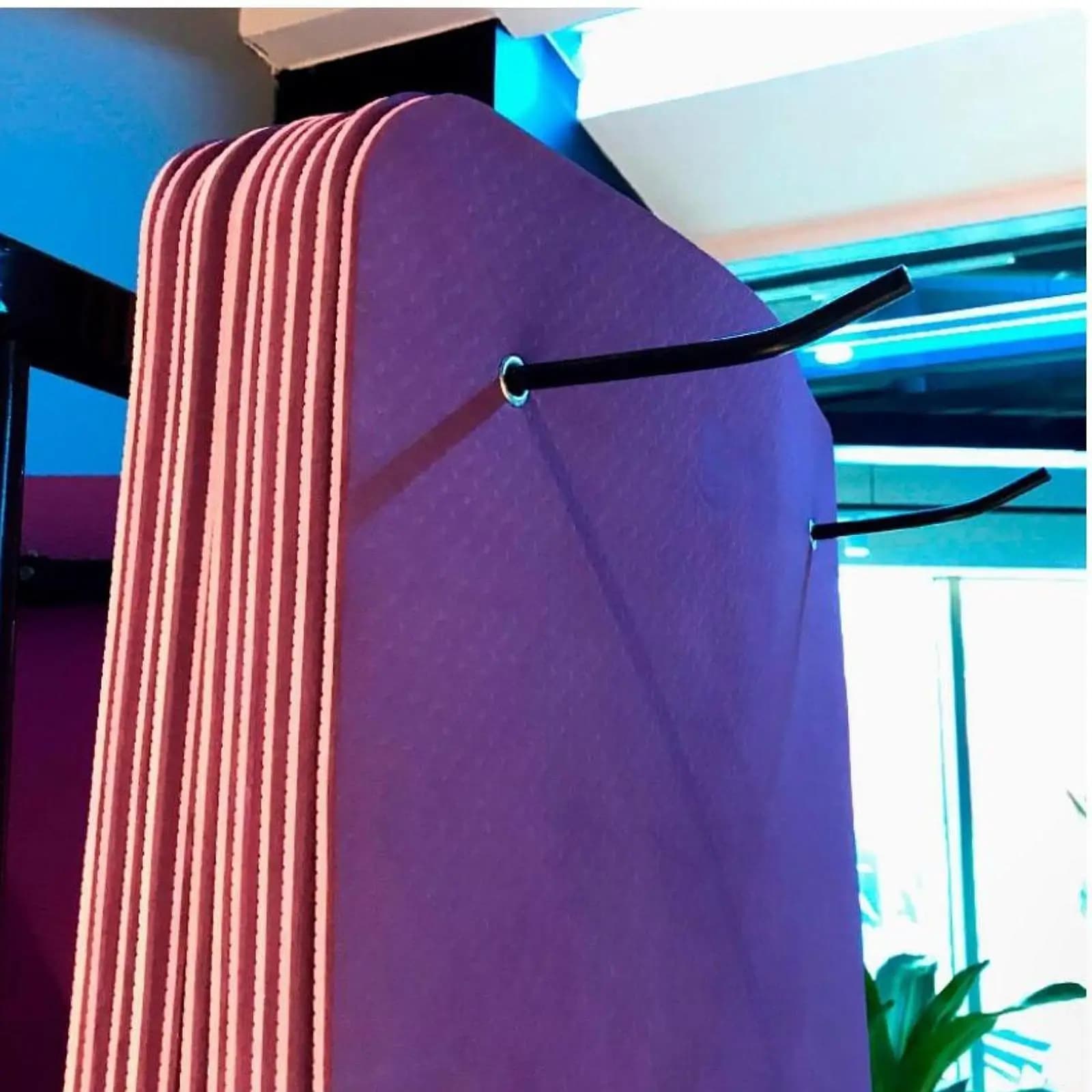 Metal wall support for yoga mats, multipurpose organizer for gym mats, foam rollers, home workout glove holders
