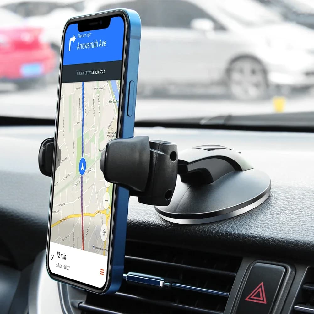 "Supporto universale per telefono da auto 360 ° Supporto per parabrezza/cruscotto regolabile per tutti gli smartphone, accessori per auto a mani libere (1 pezzo)"