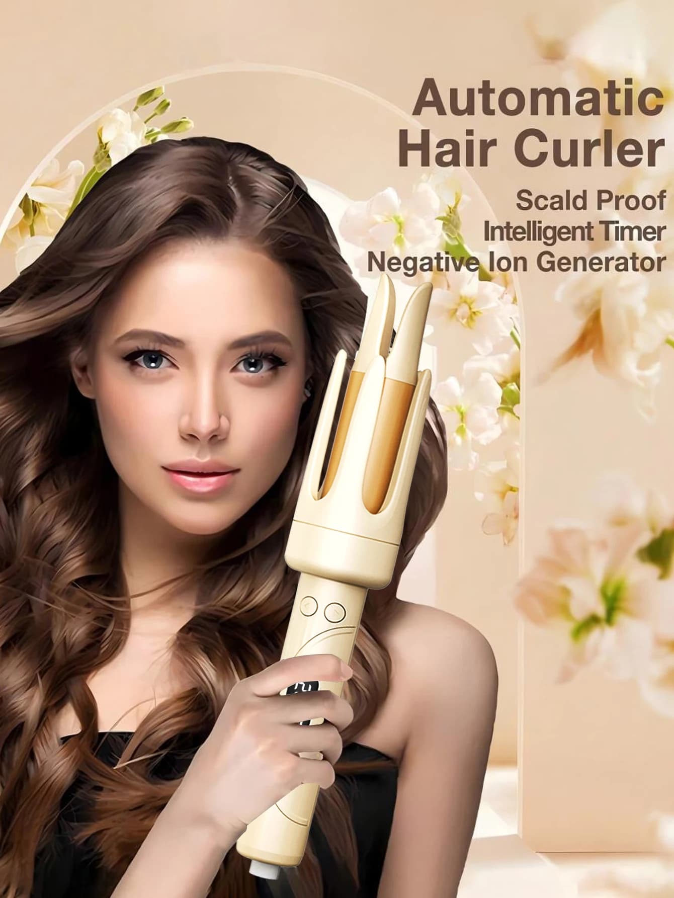 28 mm automatic curling iron, rotating wand to curl hair, 4 adjustable temperature levels, quick styling with automatic rotation
