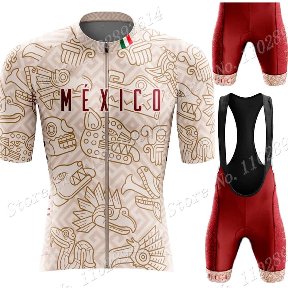 2023 messico ciclismo Jersey squadra nazionale Set estate messicano rosso abbigliamento bici da strada camicie vestito bicicletta bavaglino pantaloncini MTB Ropa