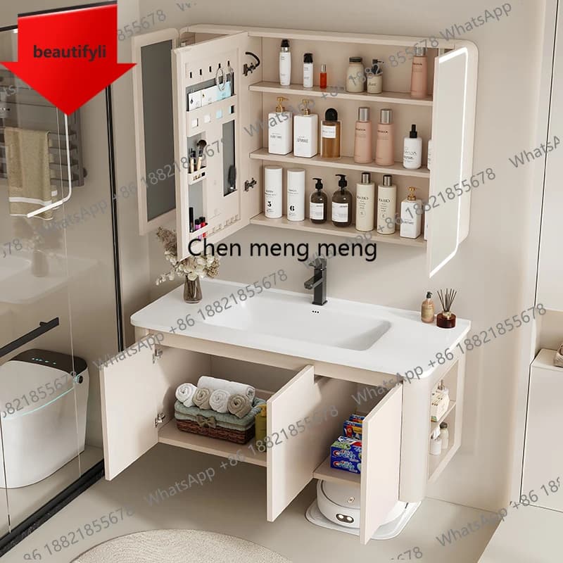 Armadietto da Bagno Organizzato a50 con Specchio LED per Trucco, Mobile Lusso per Bagno, Arredamento Casa