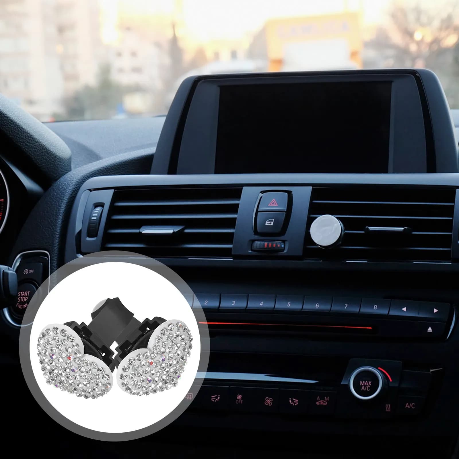 2 Heart Shaped Clip Diffusers for Cars, Deodorant for Dashboard and Ventilation Bags, Door Fragrance Perfume