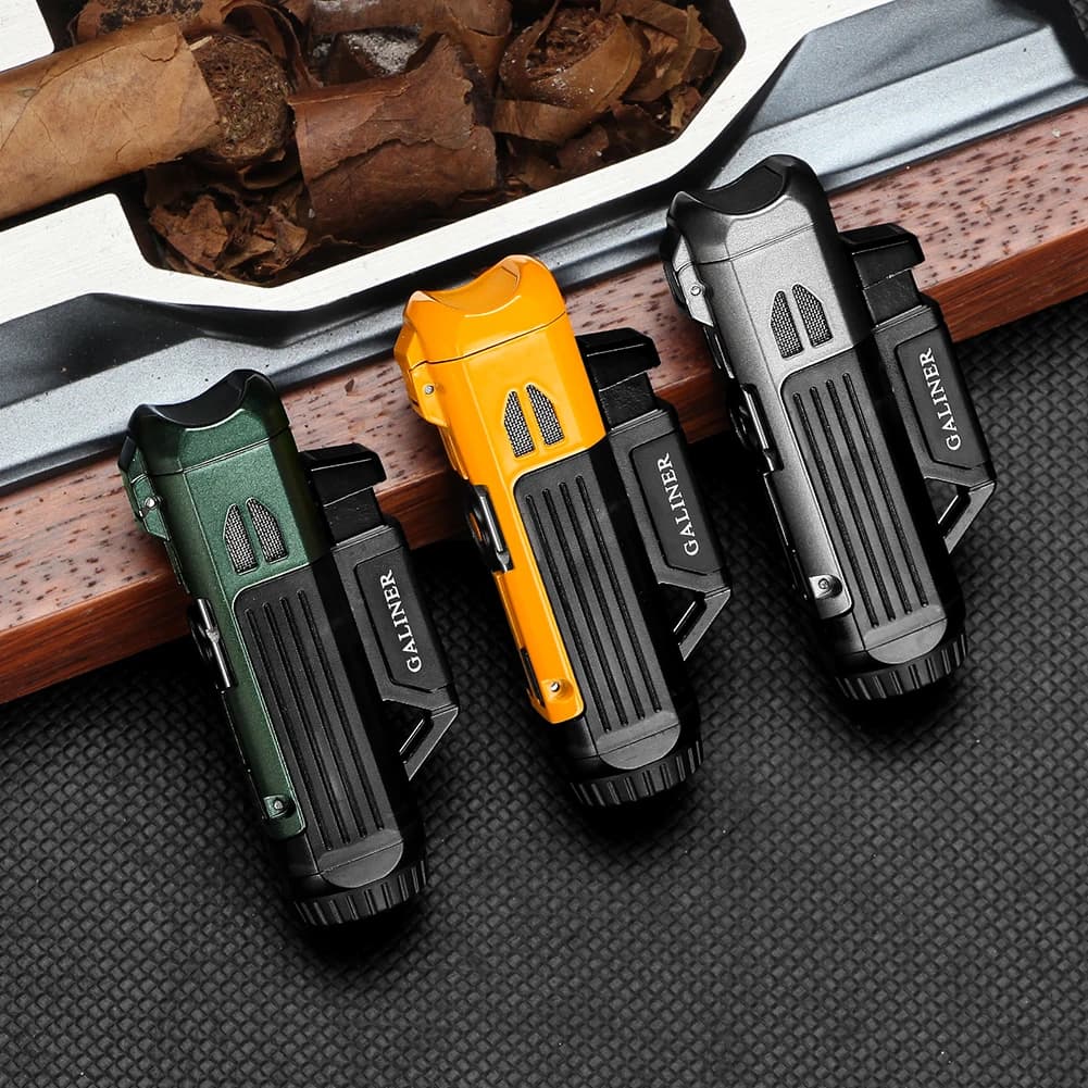 GALINER Needles Punch Cigar Lighter Gas Butane Metal 1 Blue Flame Jet Torch Lighters Smoking Accessories Cigar Stand Holder