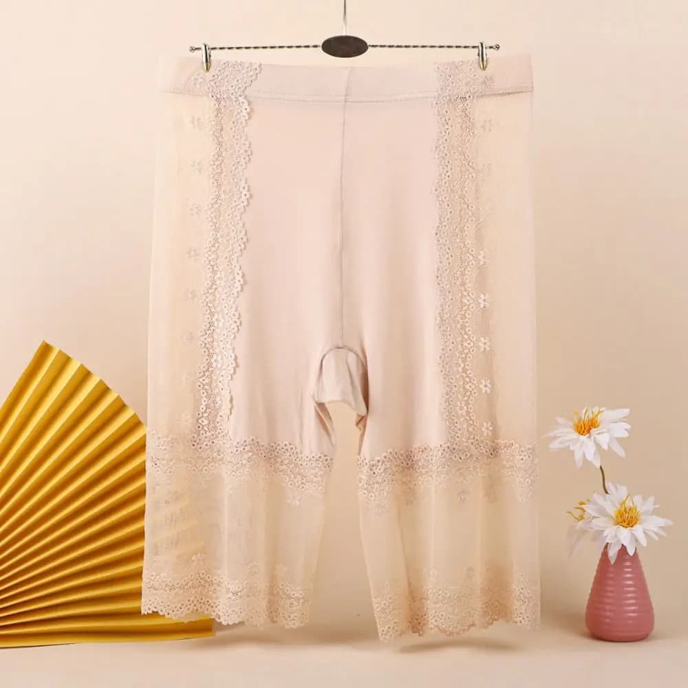 Fashion Transparent Large Size Safety Pants Lace Flower Anti-glare Lace Mesh Shorts High Waist Underwear Seamless Shorts Summer