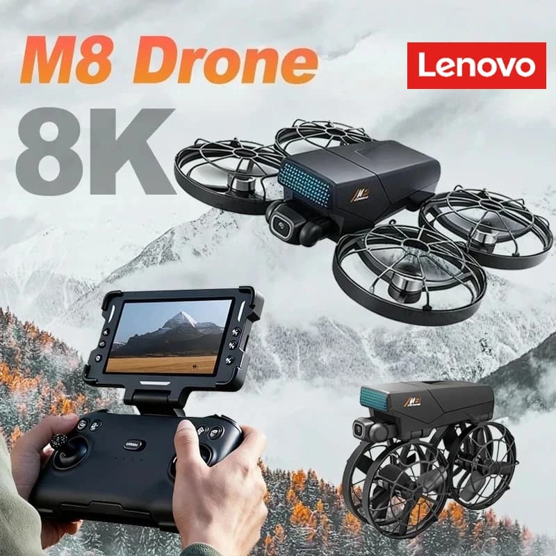 Drone GPS Lenovo M8 4K Professionale con Doppia Fotocamera HD 8K, Motore Brushless, WIFI 5G FPV, Quadricottero RC Pieghevole, Giocattolo per Bambini