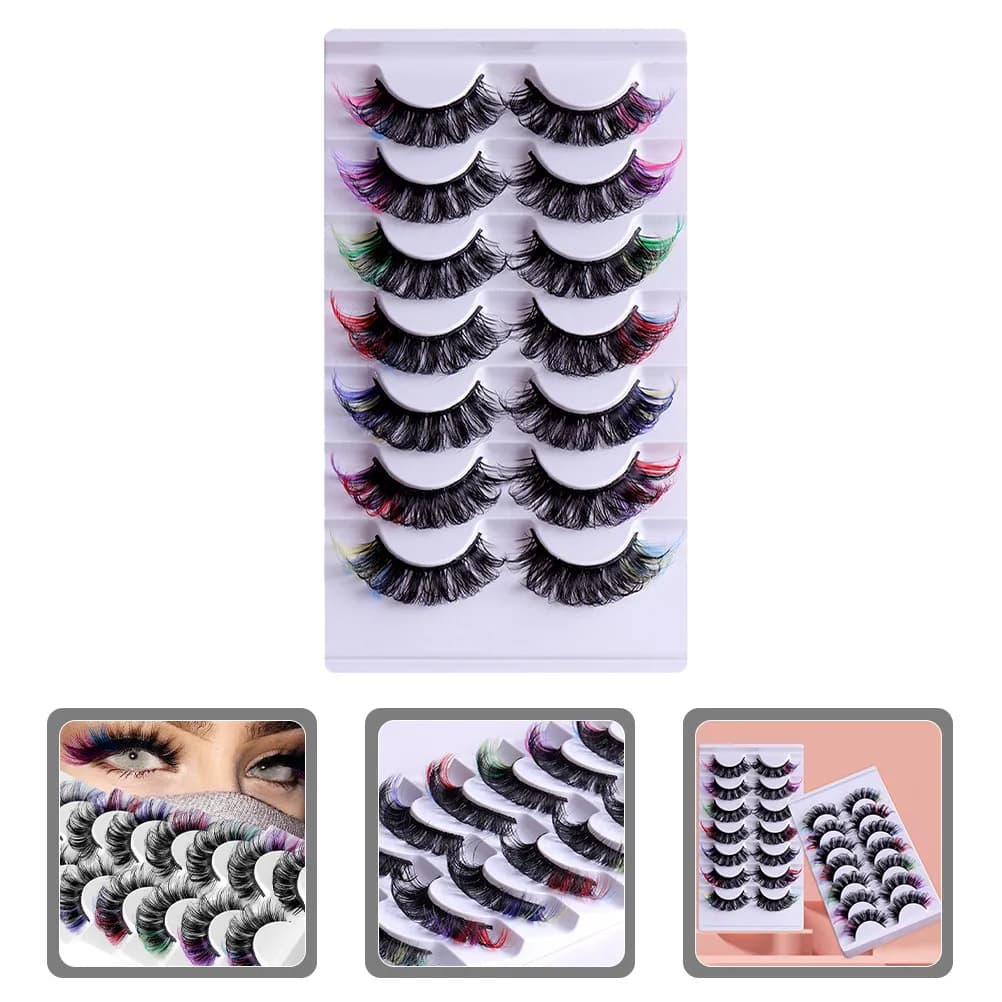 7 Paia di Ciglia a Ciuffetti Colorate per Truccatori Professionisti, Ciglia Finte Colorate, Ciglia a Ciuffetti Individuali