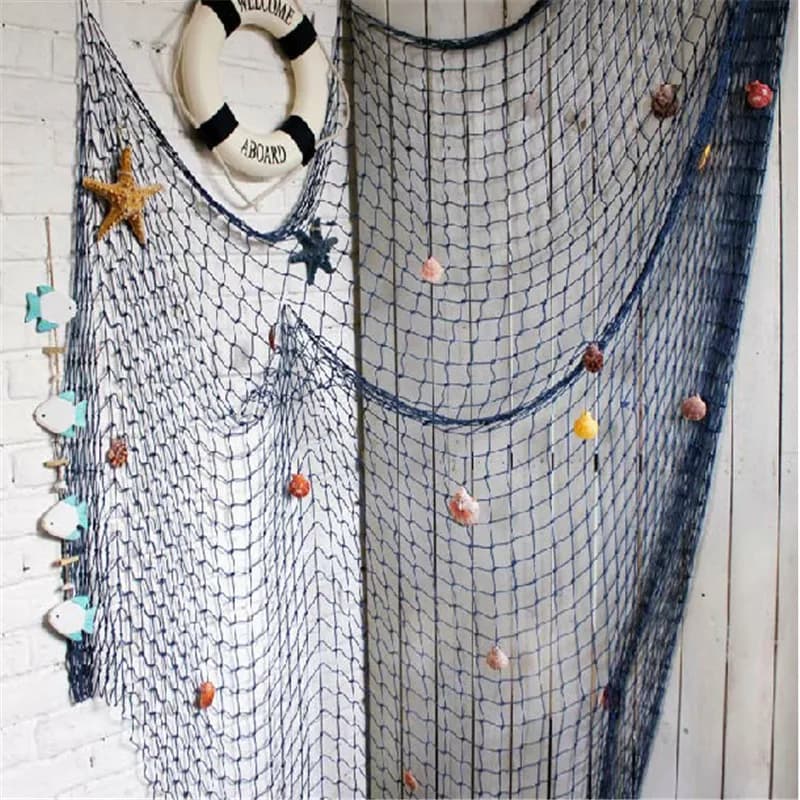 Decorazioni da Parete a Rete da Pesca, Ornamenti, Oggetti di Scena per Studio, Decorazioni per la Casa, Adesivi Marini Mediterranei, Artigianato Nautico per il Giardino