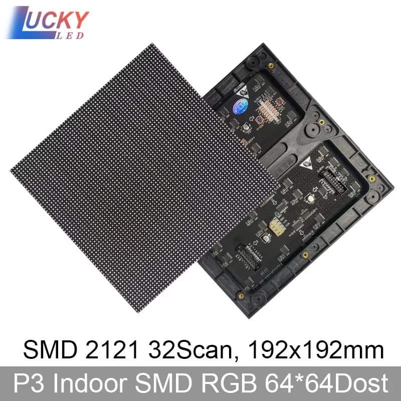 P3 Indoor 64*64 pixels 3mm Pitch RGB Full-Color LED Matrix Panel 192x192 mm SMD LED Display Module