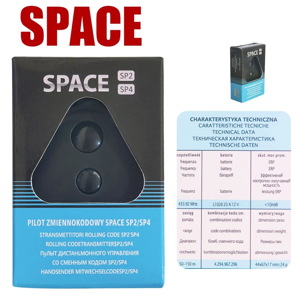 SPACE SP2 SP4 Trasmettitore telecomando wireless per porta garage 433,92 MHz Codice dinamico Telecomando garage