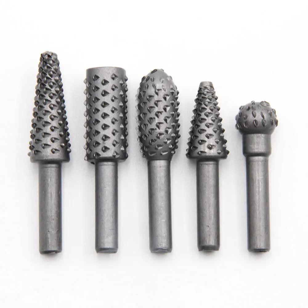 5 pieces in silver for wood processing, wolf teeth stick, rotating file, accessories set for diy grinding tools, set of tools for electric grinding head