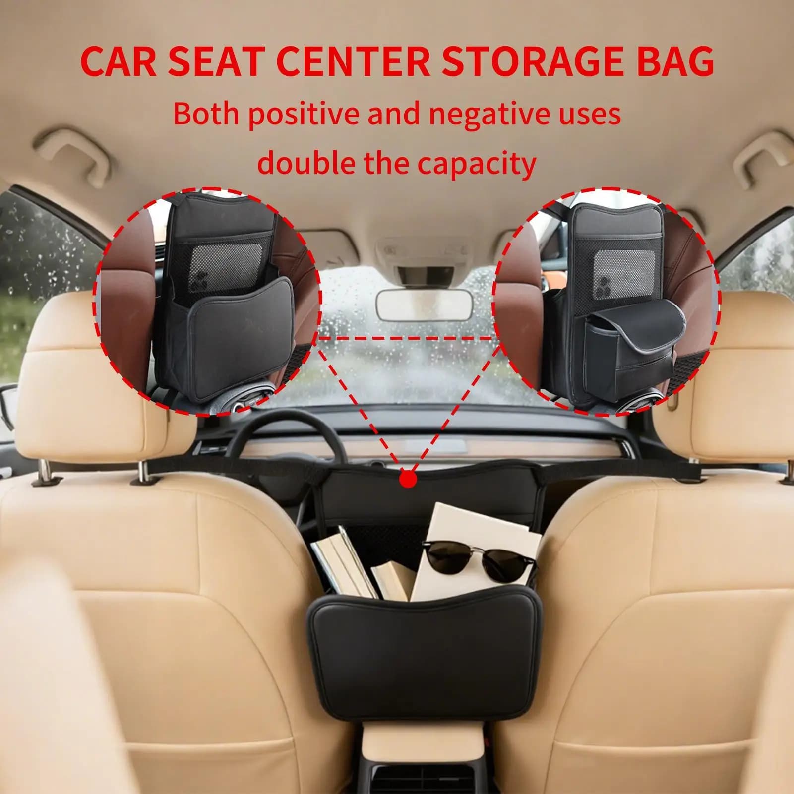 Portaborse per auto tra i sedili Custodia in pelle PU con scomparti Sedile anteriore Organizzatore per auto per borsa porta chiavi Snack Sedile posteriore SUV