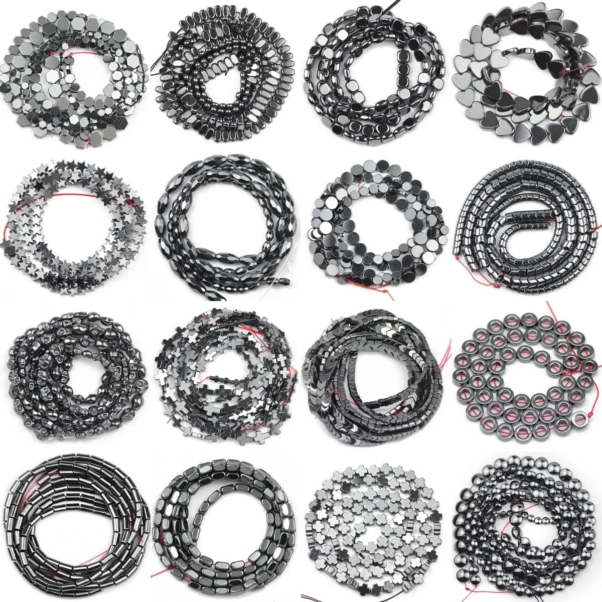 Perline sparse del distanziatore rotondo a forma di cuore della stella della freccia irregolare della pietra dell'ematite nera naturale per la collana del braccialetto di creazione di gioielli fai da te