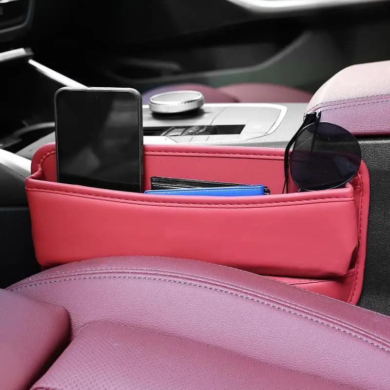 Organizzatore universale per seggiolino auto Accessorio interno per scatola portaoggetti per fessure per sedile con tasca laterale per console automatica in PU