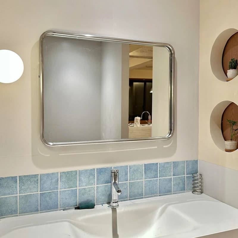 Simple stainless steel bathroom , toilet mirror, wall-mounted toilet , makeup household mirror cabinet frame